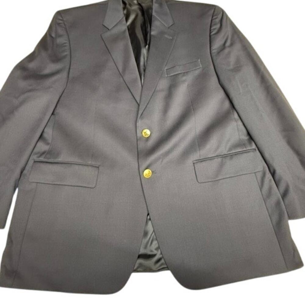 "Chaps" Navy Blue Mens Blazer Gold Buttons SZ 44R Pure New Wool Professional‎
